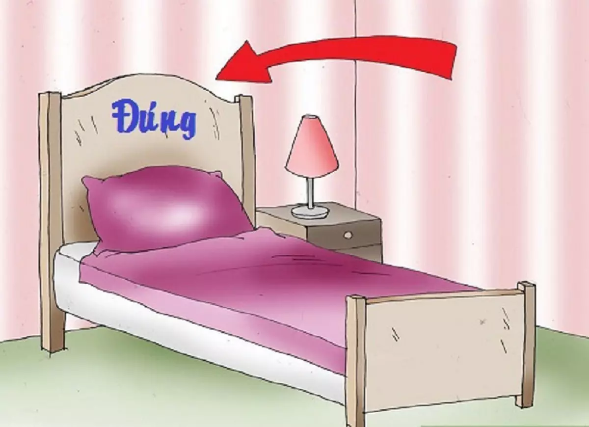 Hình ảnh kê giường ngủ theo phong thuỷ có đầu giường cần kê sát tường