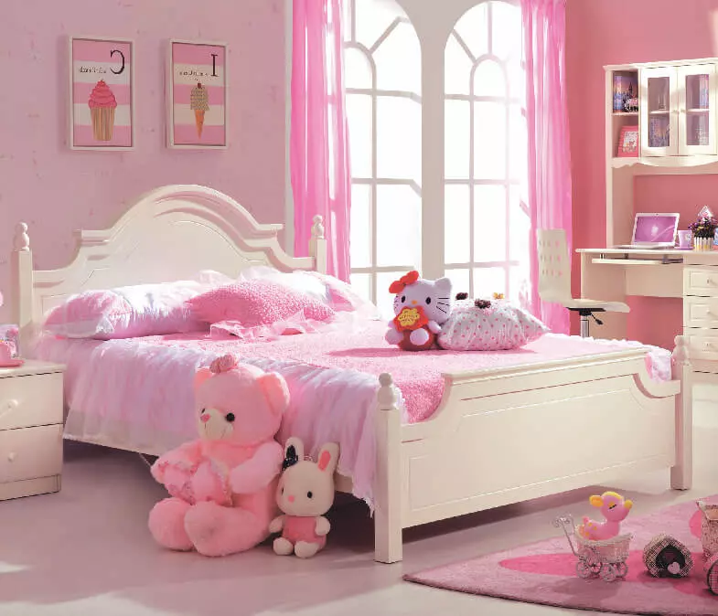 Mẫu giường ngủ màu hồng cho bé gái