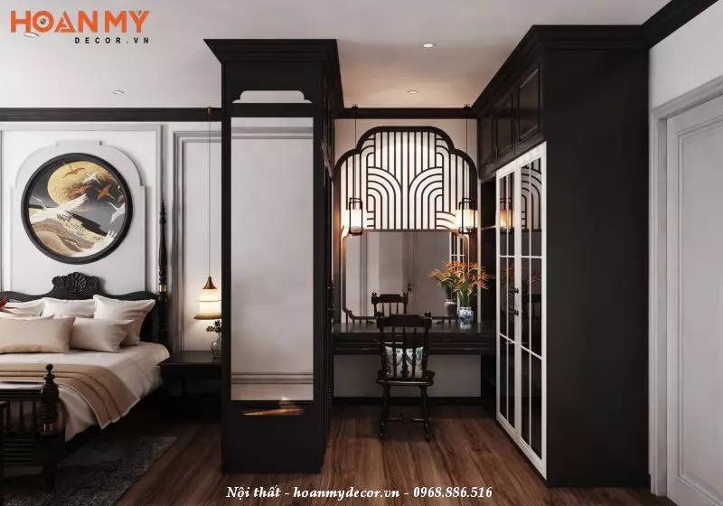 Phòng ngủ master 50m2 phong cách Indochine