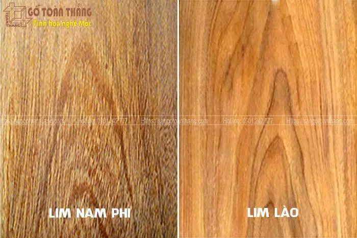 Nhìn qua hình ảnh có thể dễ dàng phân biệt sàn gỗ Lim Lào và Nam Phi