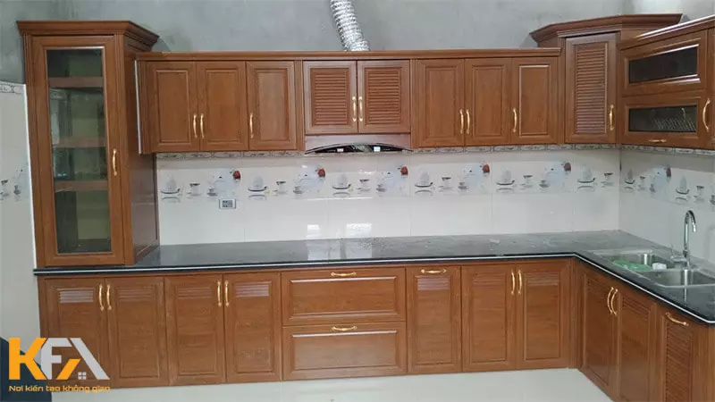 Tủ bếp nhôm kính chất liệu Xingfa cao cấp, hiện đại