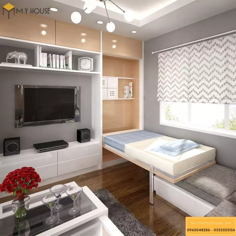Mẫu thiết kế phòng ngủ thông minh, nhẹ nhàng, đơn giản