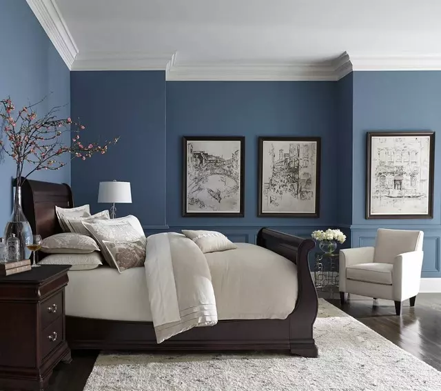 Phòng ngủ màu xanh dương sắc