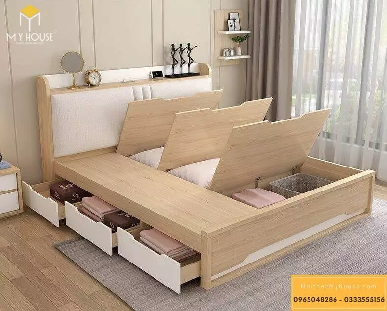 Mẫu giường có ngăn kéo ở dưới đa dạng mà kiểu dáng