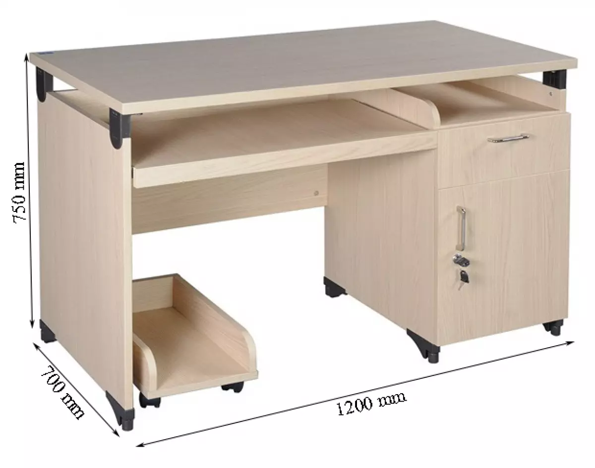 Kích thước bàn vi tính gỗ 1m2 ATM120