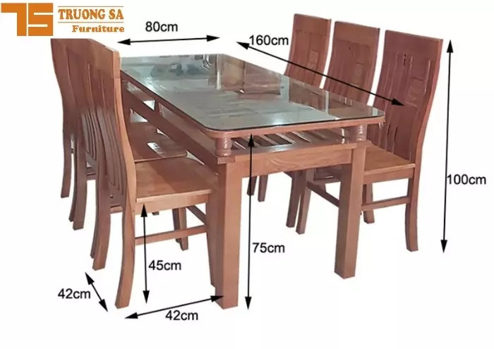 Kích thước bàn ăn chữ nhật