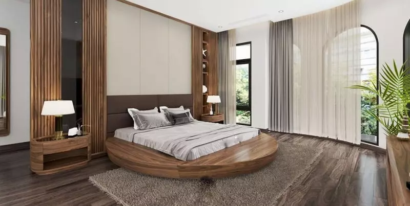 Thiết kế thi công giường ngủ gỗ tự nhiên kiểu dáng thời thượng