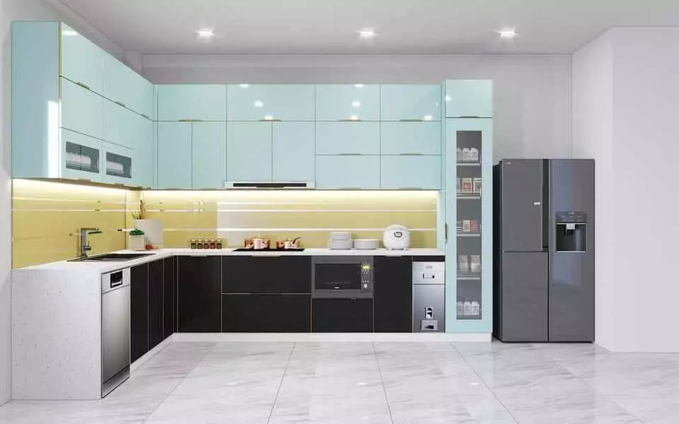 Thiết kế tủ bếp kiểu mẫu cho nhà chung cư diện tích lớn