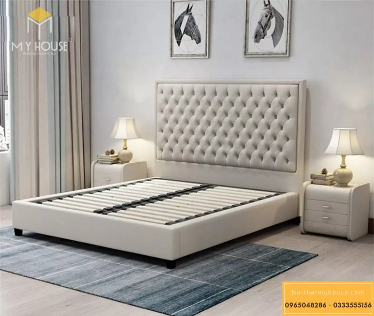 Mẫu giường hiện đại bọc da thiết kế tinh tế - M1
