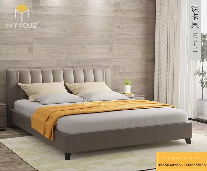 Mẫu giường hiện đại bọc da thiết kế tinh tế - M6