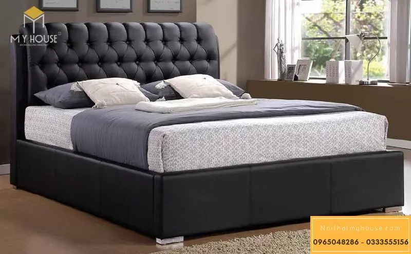 Mẫu giường hiện đại bọc da thiết kế tinh tế - M11