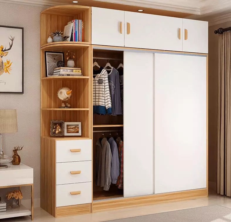 tủ quần áo gỗ MDF thiết kế tối giản, gam màu đơn sắc đầy sang trọng