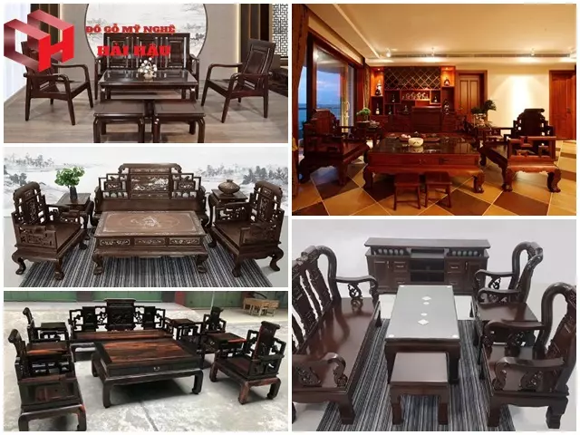 Mẫu bàn ghế gỗ phòng khách kiểu Trung Quốc đẹp