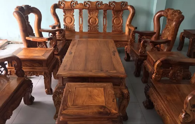 bộ bàn ghế gỗ cẩm lai xếp theo hình chữ nhật