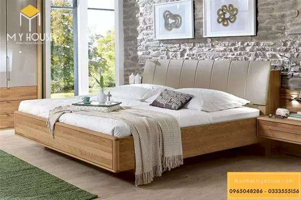 Giường gỗ sồi Nga - Mẫu 4